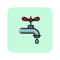 Faucet line icon. Falling drop, bathroom, tap. Water concept. Can be used for topics like leaky, handwashing, hygiene