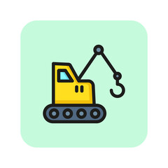 Excavator line icon. Vehicle, mining, industry. Machinery concept. Can be used for topics like transportation, construction site, engineering