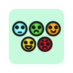 Emoticons of rating line icon. Positive, negative, emotions. Feedback concept. Can be used for topics like customers opinion, social media, voting