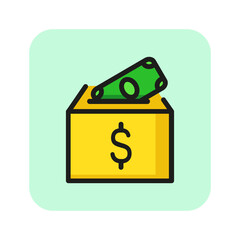 Money donation line icon. Box, fundraiser, finance. Charity concept. Can be used for topics like help, contribution, savings