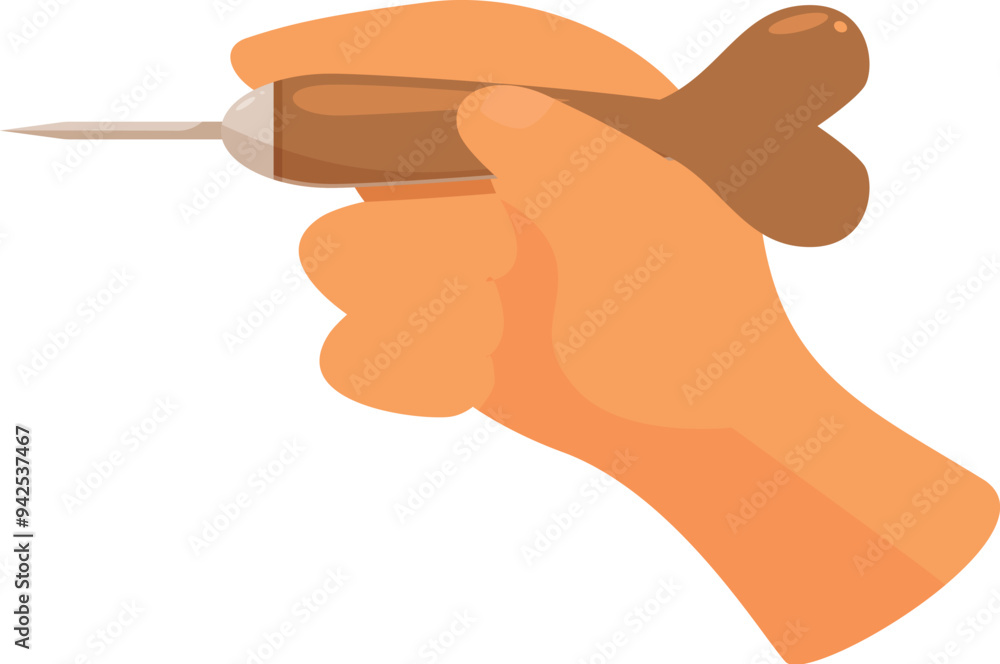 Poster hand is holding a dart, getting ready to throw it at a target