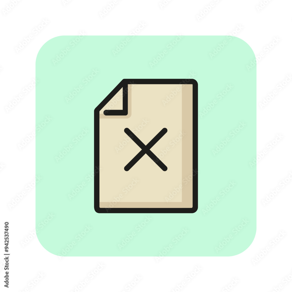 Poster rejected document line icon. file and access denied sign. rejection concept. can be used for topics 