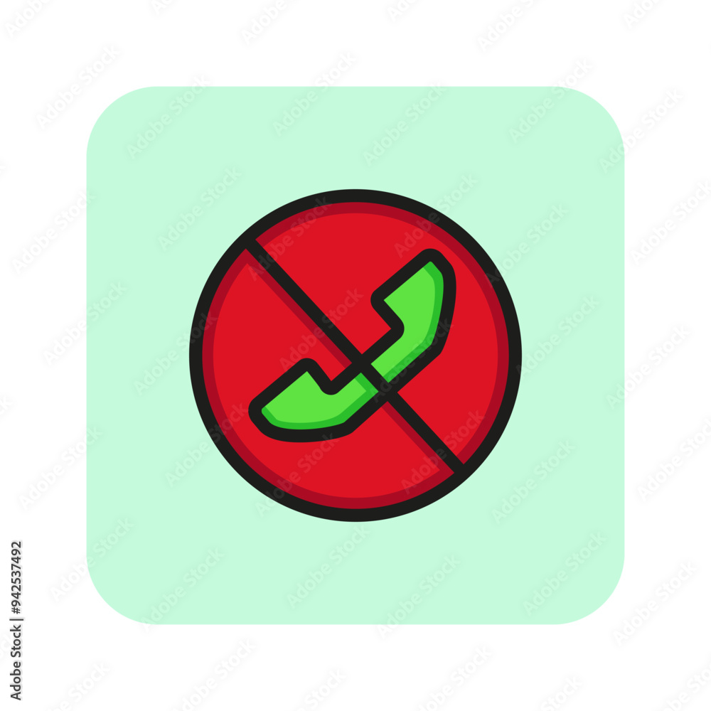 Poster rejected call line icon. phone and prohibiting sign. rejection concept. can be used for topics like 