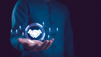 Business ecosystems and partnerships concept. Business collaboration strategies. The complex network of organizations to create value for customers acquisition , suppliers, and other stakeholders.