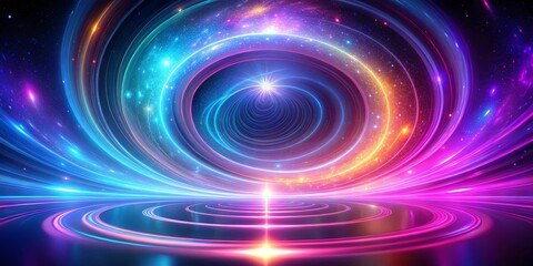 Obraz premium Vibrant neon swirls in cosmic ultraviolet hues on a mystical and futuristic background