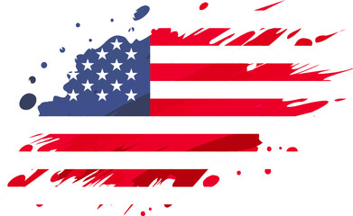 United States flag painted with Grunge brush stroke, watercolor flag