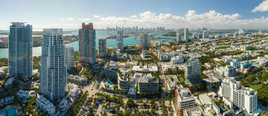 Miami Beach city in southern Florida, USA. High luxury hotels and condominium buildings. High angle...