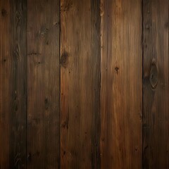 Fototapeta premium Close-up view of dark-stained wood planks with rich grain patterns and knots, exuding natural rustic charm.
