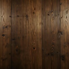 Obraz premium Close-up view of dark-stained wood planks with rich grain patterns and knots, exuding natural rustic charm.
