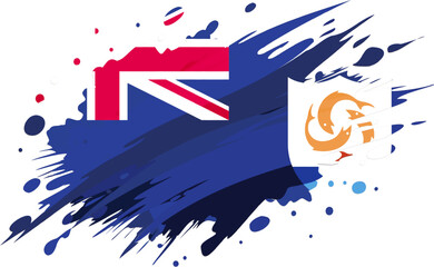 Anguilla flag painted with Grunge brush stroke, watercolor flag
