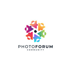 camera lens and a group of people for community logos and photography lovers