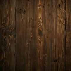 Obraz premium Close-up view of dark-stained wood planks with rich grain patterns and knots, exuding natural rustic charm.