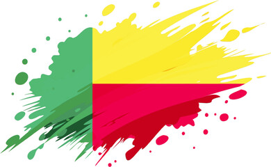 Benin flag painted with Grunge brush stroke, watercolor flag