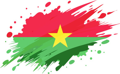 Burkina Faso flag painted with Grunge brush stroke, watercolor flag