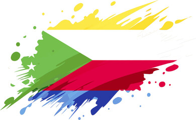Comoros flag painted with Grunge brush stroke, watercolor flag