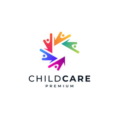colorful kids for child care, education and orphanage logo