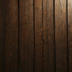 Fototapeta premium Close-up view of dark-stained wood planks with rich grain patterns and knots, exuding natural rustic charm.