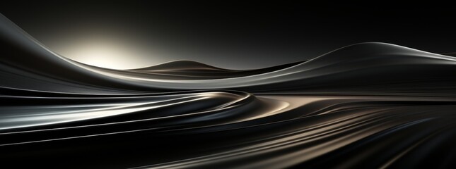 Elegant Black Abstract Banner with Soft White Light Beam: Minimalist Design for Impactful Marketing. Subtle Gradient and Gentle Shadows Create Sophisticated Atmosphere - Perfect for Web Templates, Sea