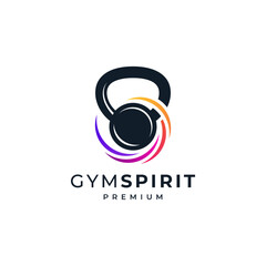 kettlebell and fire for gym and fitness logo