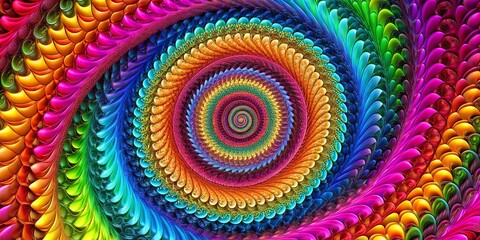 Vibrant spiral pattern in mesmerizing colors on a swirling canvas, intricate and eye-catching, creating mesmerizing depths