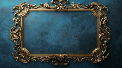 gold frame on blue background