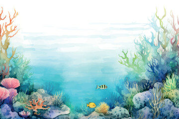 Naklejka premium Vibrant underwater coral reef scene