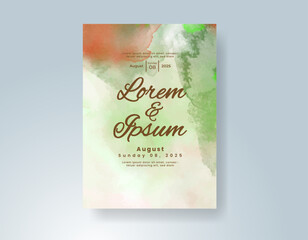 Wedding invitation with Abstract splashed watercolor background
