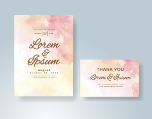 Wedding invitation with Abstract splashed watercolor background