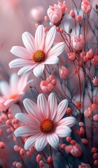 3d Cute white daisies flowers wallpaper