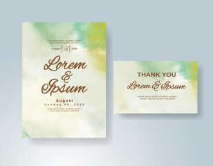 Wedding invitation with Abstract splashed watercolor background