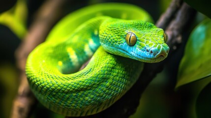 Fototapeta premium Green Tree Python on Branch