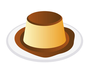 Isolated gradient yellow and brown sweet dessert creme caramel butian icon