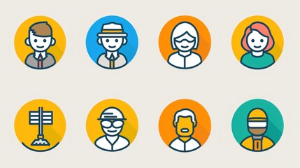 Colorful Avatar Icons Set.