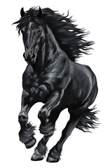 Watercolor painting of horse free running isolated on transparent background. © somwut