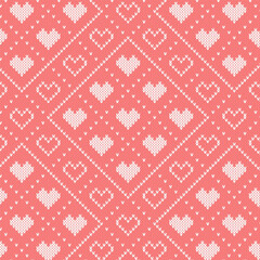 seamless pattern with hearts, knitted 