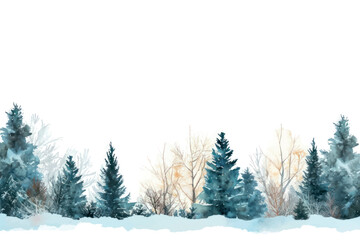 Obraz premium Winter forest watercolor painting