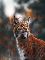 Fototapeta premium Asian Golden Cat, Catopuma Temminckii, Endangered Wild Cat in the Jungle