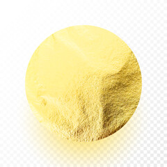 Gold foil, shiny handmade circle. Golden glittering texture, pattern. Luxury shining hand drawn background. Wedding, greeting card decoration element. Modern minimalist art. Vector illustration