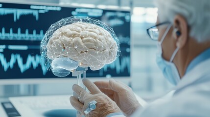 Advanced Futuristic Medical Device Easing Parkinson's Tremors, Patient in Background