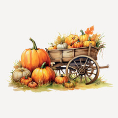 Autumn harvest pumpkins cart