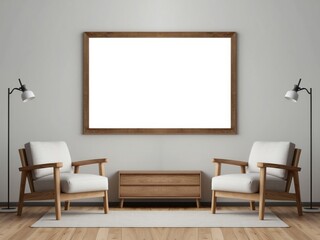 Two Armchairs Facing a Large Framed Canvas in a Modern Living Room