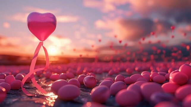 A symbolic design for World Cancer Day awareness, featuring a globe with a cancer ribbon encircling it, representing global unity, hope, and the fight against cancer. Soft, uplifting tones.

