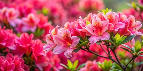 Fototapeta premium Vibrant coral and magenta azalea blooms creating a colorful display