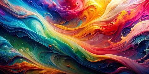 Fototapeta premium Colorful and vibrant flowing paint wallpaper on a light background, creating a creative and artistic abstract design