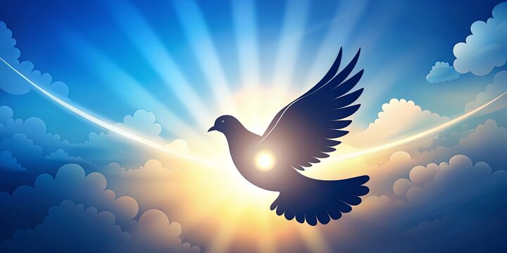 Silhouette of a dove with the Beatitudes offering copy space for messages of peace and blessing