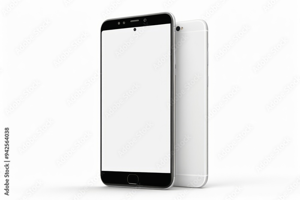 Poster smartphone with a blank screen on a digital display for mockup design