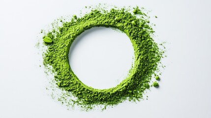 Green Powder Circle on White Background