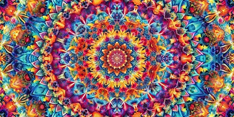 Vibrant and intricate abstract kaleidoscope pattern, Colorful, vibrant, abstract, kaleidoscope, endless, geometric