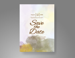 Wedding invitation with Abstract splashed watercolor background