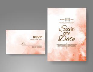Wedding invitation with Abstract splashed watercolor background